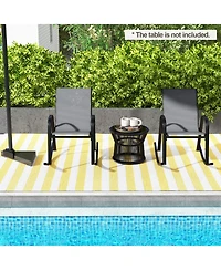 Gouun Set of 2 Metal Patio Rocking Chair with Breathable Seat Fabric