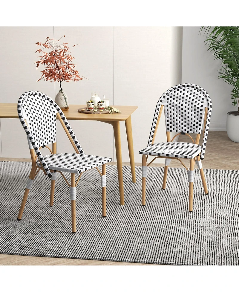 Gouun French Bistro Chair Set of 2 with Galvanized Metal Framex