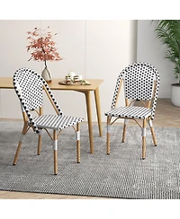 Gouun French Bistro Chair Set of 2 with Galvanized Metal Framex