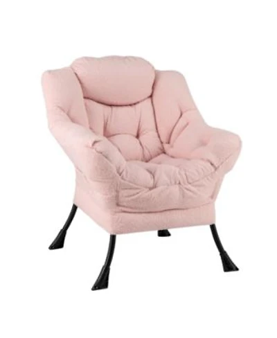 Gouun Sherpa Upholstered Accent Chair with Cozy Head Pillow