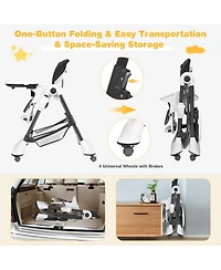 Gouun Boys A-Shaped High Chair with 4 Lockable Wheels