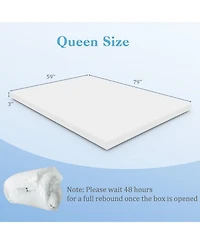 Gouun 3 Inch Gel-Infused Memory Foam Mattress Topper with Removable Cover-Queen Size