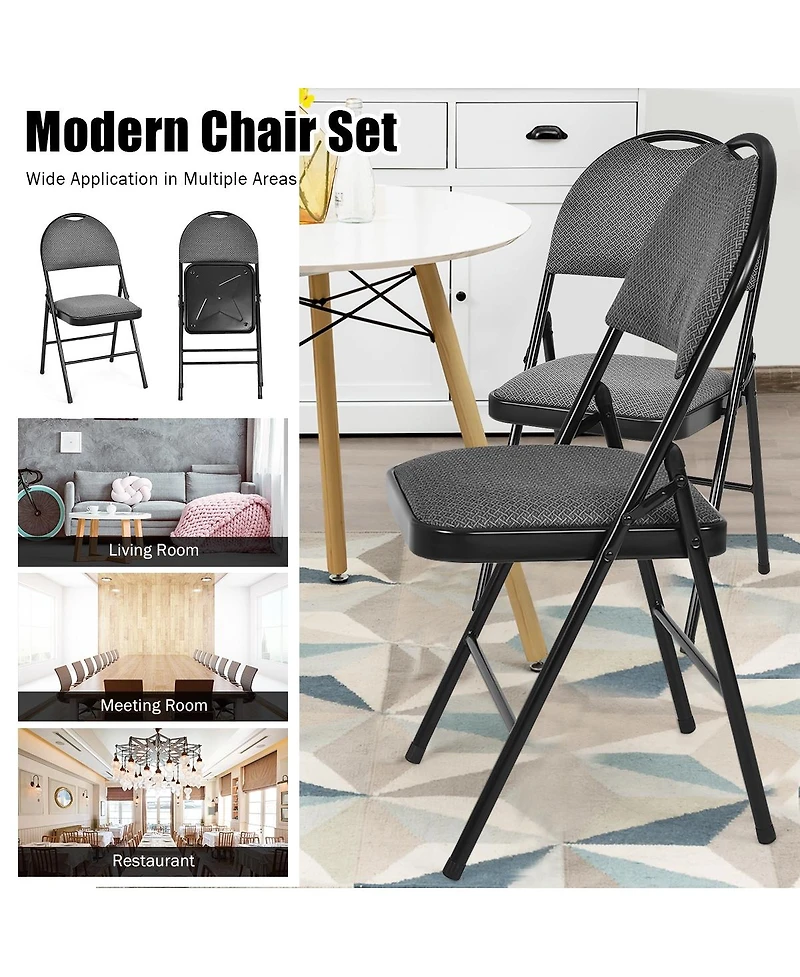 Gouun Set of 6 Folding Fabric Upholstered Metal Chairs