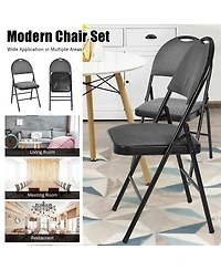 Gouun Set of 6 Folding Fabric Upholstered Metal Chairs
