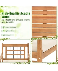 Gouun 3 Piece Wood Patio Furniture Set with Seat Cushions and Acacia Wood Frame