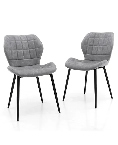Gouun Dining Chairs Set of 2 with Padded Back Metal Legs and Adjustable Foot Pads