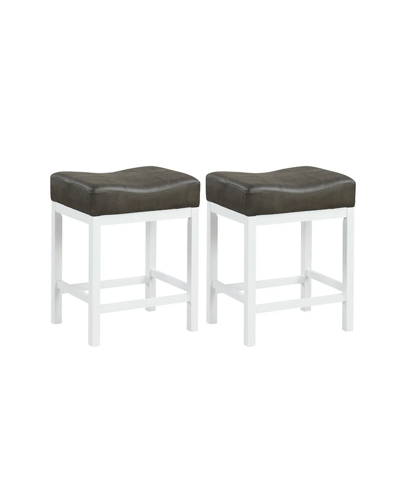 Gouun 24.5 Inches Linen Fabric Saddle Stools Set of 2 with Cushioned Seat