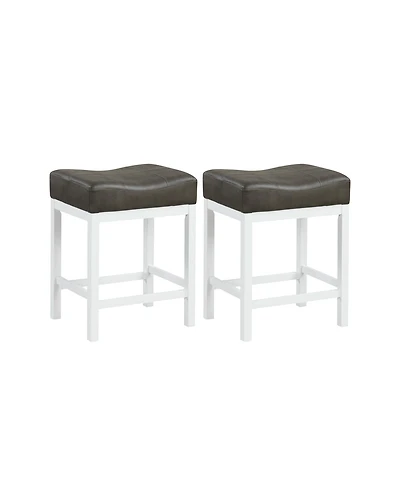 Gouun 24.5 Inches Linen Fabric Saddle Stools Set of 2 with Cushioned Seat