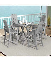 Gouun Tall Adirondack Chair Outdoor Bar Stool with Ergonomic Backrest for Backyard