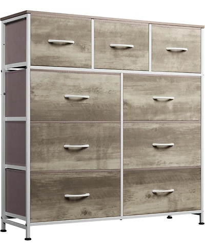 Wlive 9 Drawer Dressers for Bedroom Tall Dresser Closet Living Room Hallway Furniture Organizer Storage Tower with Fabric