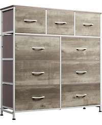 Wlive 9 Drawer Dressers for Bedroom Tall Dresser Closet Living Room Hallway Furniture Organizer Storage Tower with Fabric