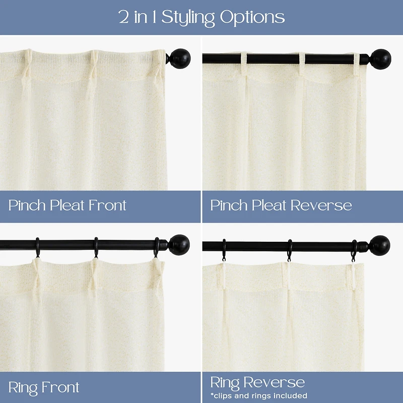 Awesome Home Madison Pinch Pleat Single Curtain Panel with Hooks and Rings, 38"X84"
