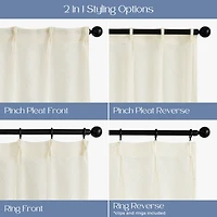 Awesome Home Madison Pinch Pleat Single Curtain Panel with Hooks and Rings, 38"X84"