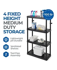 Gracious Living 4 Shelf Fixed Height Medium Duty Storage Unit, Black (3 Pack)