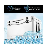 SereneLife 50-Quart Portable Cooler Box, Holds Up to 63 Cans (White