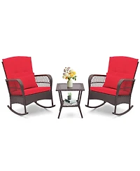 Gouun 3 Pieces Rocking Bistro Set with 2-Tier Table