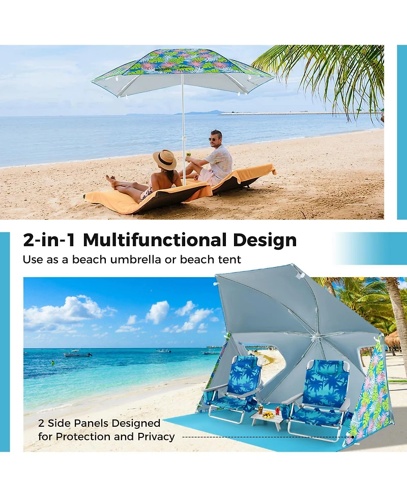 Gouun UPF50+ Sun Protection Beach Umbrella Tent with Portable Carrying Bag