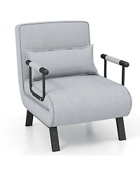 Gouun Folding 6 Position Convertible Sleeper Bed Armchair Lounge Couch with Pillow