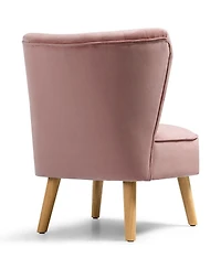 Gouun Modern Armless Velvet Accent Chair with Wood Legs