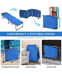 Gouun Folding Chaise Lounge Chair with Face Hole for Beach