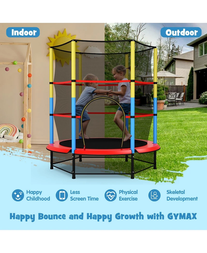 55 Inch Mini Trampoline for Kids with Safety Enclosure Net for Indoor Outdoor