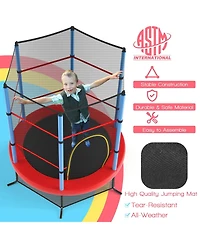 Gouun 55 Inch Kids Recreational Trampoline Bouncing Jumping Mat with Enclosure Net