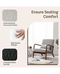 Gouun Modern Accent Chair with Rubber Wood Frame and Lumbar Pillow