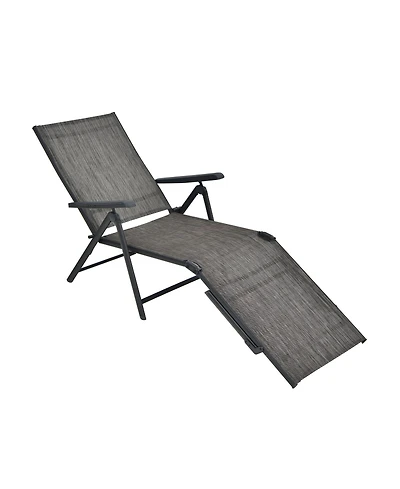 Gouun Patio Foldable Chaise Lounge Chair with Backrest and Footrest