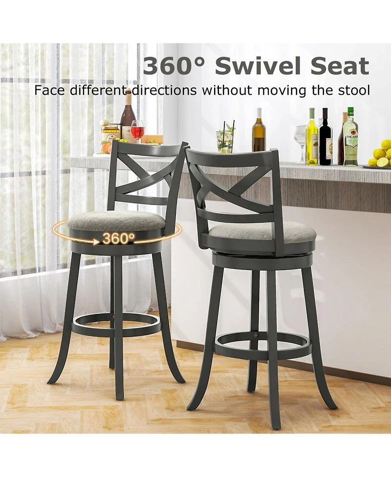 Gouun 31 Inch Swivel Bar Stools Set of 2 with Hollow Back and Soft-padded Seat-31 inches