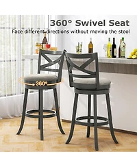Gouun 31 Inch Swivel Bar Stools Set of 2 with Hollow Back and Soft-padded Seat-31 inches