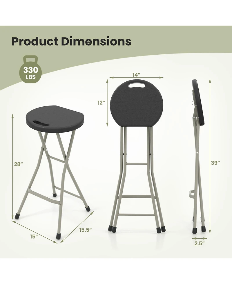 Gouun 28 Inch Portable Folding Stools with 330lbs Limited Sturdy Frame