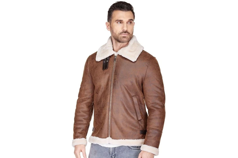 Braveman Men's Faux Shearling Bomber Jacket