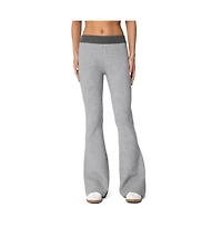 Edikted Womens Lei Contrast Knit Flared Pants