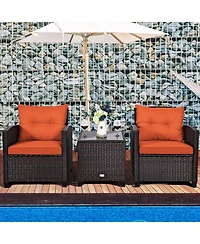 Gouun 3 Pieces Rattan Patio Furniture Set with Washable Cushion