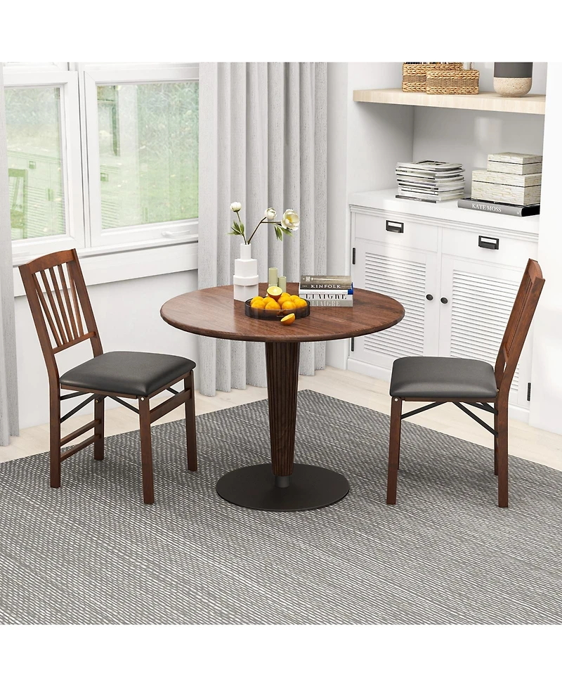 Gouun Set of 2 Folding Chairs with Padded Seat and Rubber Wood Frame