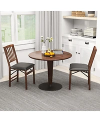 Gouun Set of 2 Folding Chairs with Padded Seat and Rubber Wood Frame