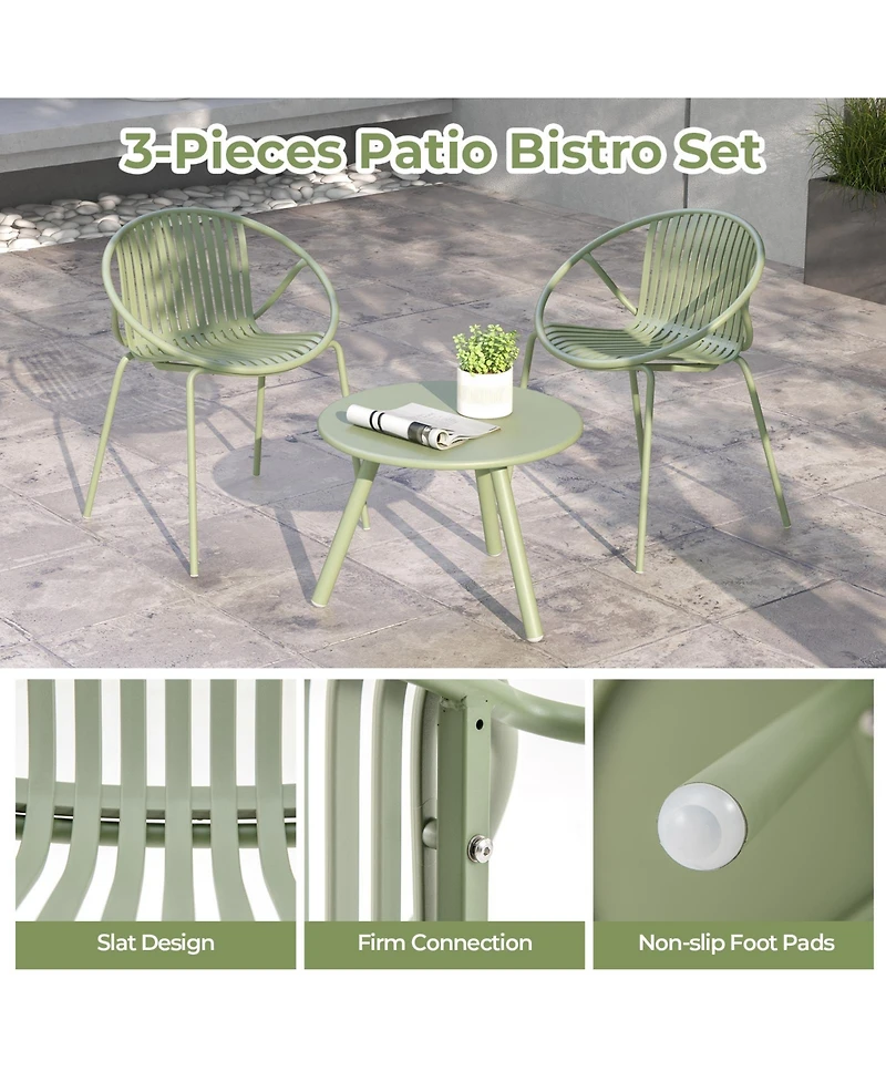 Gouun All Weather Pp Patio Conversation Set with Round table and 2 Chairs