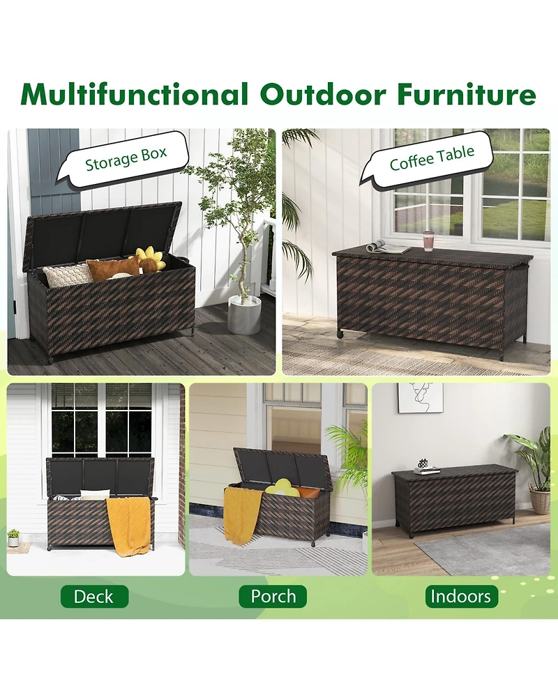 Gouun 85 Gallon Outdoor Storage Box with Removable Liner and Universal Wheels