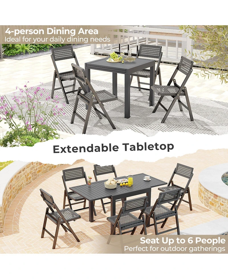 Gouun Expandable Patio Dining Table for 4-6 People
