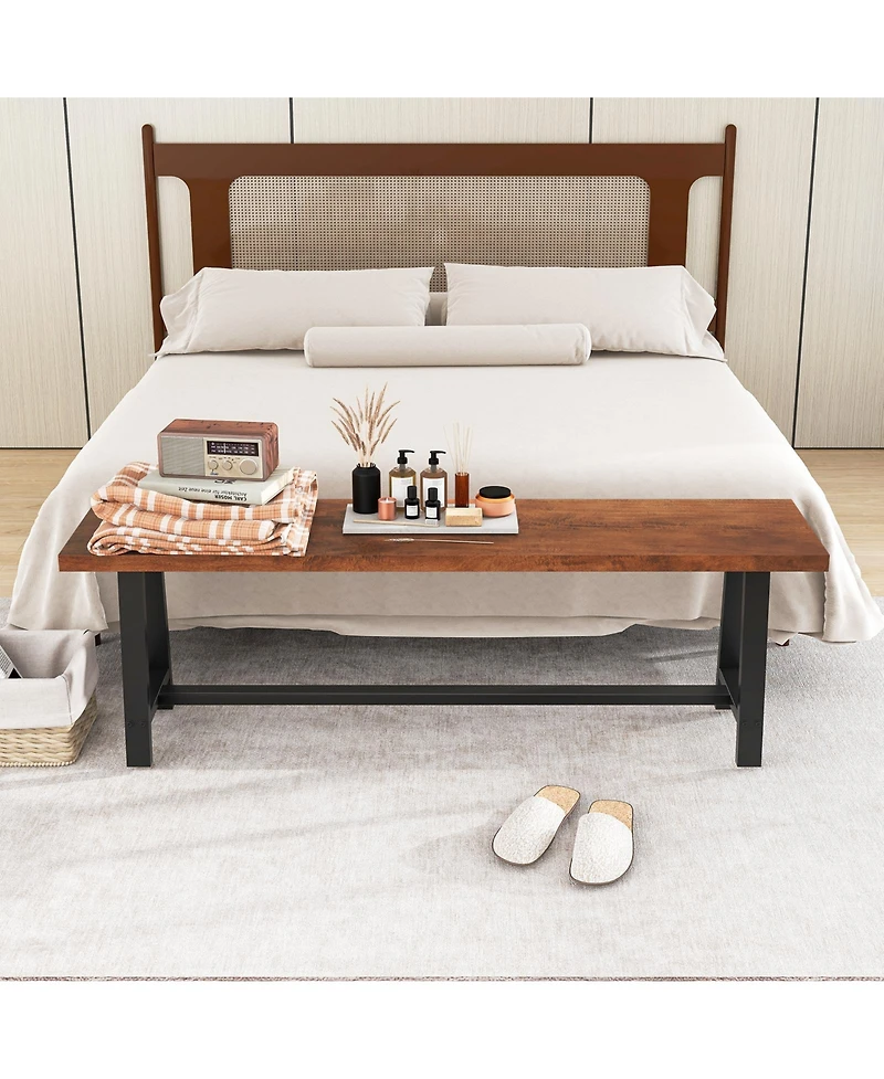 Gouun 60 Inch Dining Bench 3 Person Entryway Shoe Bench with Metal Frame