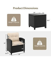 Gouun 3 Pieces Patio Furniture Set with Tempered Glass Table-Off