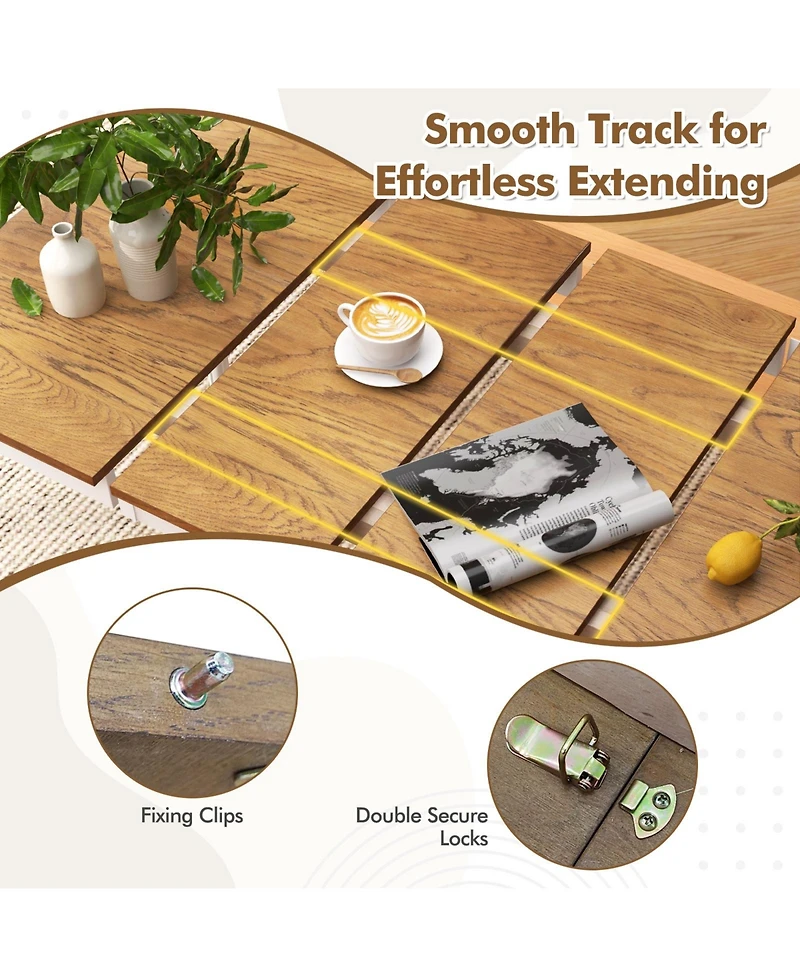 Gouun Extendable Dining Table with Rubber Wood Legs for 4-8 People