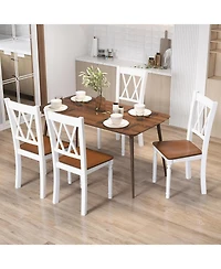 Gouun Set of 2 Wooden Farmhouse Kitchen Chairs with Rubber Wood Seat-2 Pieces