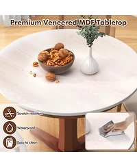35 Inches Wooden Round Dining Table with Pedestal Base