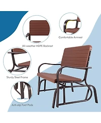 Gouun 2-Seat Porch Glider with Hdpe Back Seat and Steel Frame