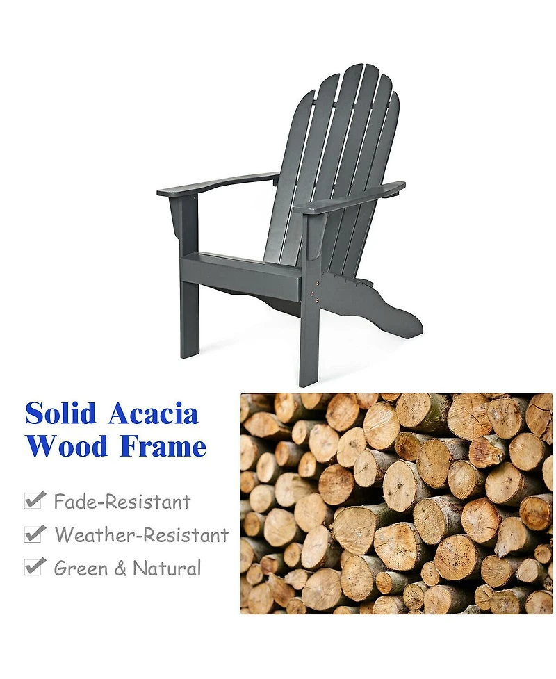 Gouun Acacia Wood Outdoor Adirondack Chair with Ergonomic Design