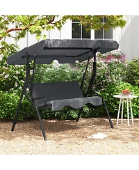 Gouun 3-Seat Outdoor Patio Canopy Swing with Cushioned Steel Frame