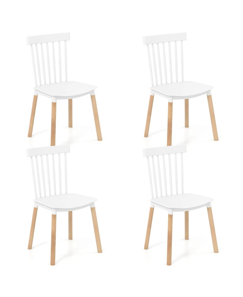 Gouun Set of 4 Windsor Dining Chairs with Spindle Backs and Curved Seats
