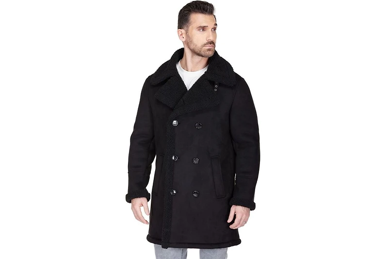 Braveman Men's Faux Shearling Double Breasted Overcoat