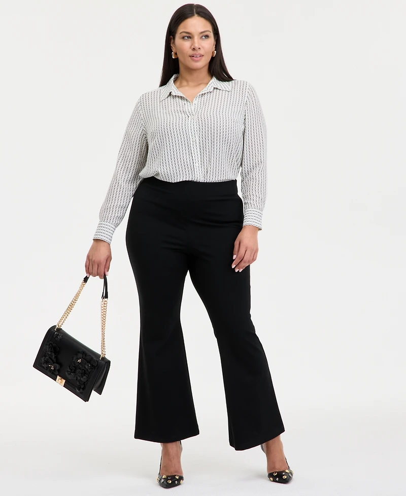 INC Plus Size Striped Long-Sleeve Shirt, Exclusively at Macy's